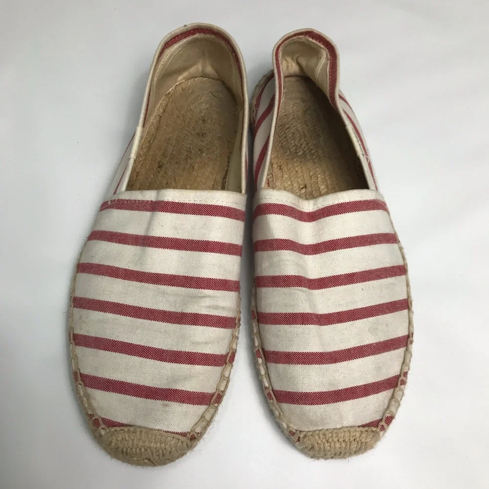 Soludos Red Stripe Espadrilles Slip On Canvas Shoes Size 8